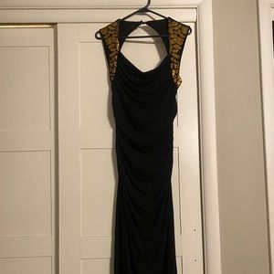 Black Full Length dress with embellished cap sleeve